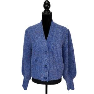 French Connection Natalya Blue Wool Alpaca Blend Cardigan - Women's Size L